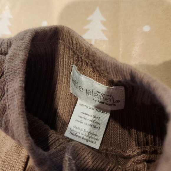 NWT newborn Little Planet by carters organic cotton knit brown sweater top - Picture 3 of 6